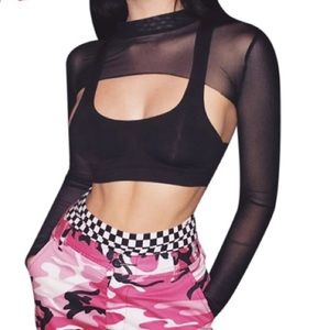 Tops | Mesh Crop Top Sheer Shrug Bolero Long Sleeve Edc | Poshmark
